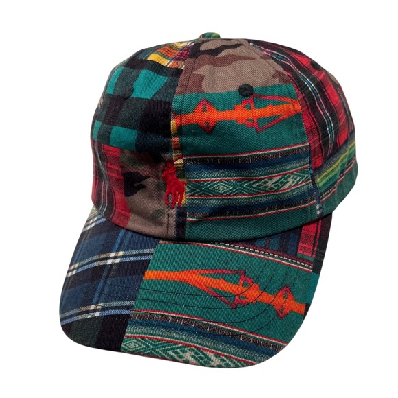 Polo Ralph Lauren NEW Patchwork Baseball Cap with Red Pony Logo Adjustable OSFM - Picture 1 of 16